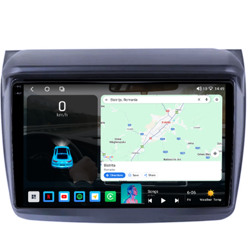 Navigatie dedicata Mitsubishi L200 2008-2016, 4GB RAM 32GB ROM, Octacore, Android 14, Display QLED 1K 9", DSP, Carplay&Android Auto, SIM 4G, Bluetooth, Ventilator Activ [1]