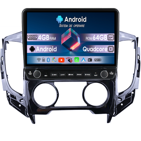 Navigatii Dedicate - Navigatie dedicata Mitsubishi L200 2015-2019 Tesla cu butoane rotative model 2024, 4GB RAM 64GB ROM, Procesor Quadcore, Android 14, Display QLED 10", DSP, Carplay&Android Auto