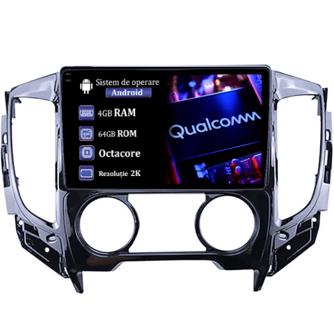 L200 2015-2019 - Navigatie dedicata Mitsubishi L200 2015-2019, 4GB RAM 64GB ROM, Procesor Qualcomm Octacore, Android 14, Rezolutie 2K, Display QLED 9", DSP, Carplay&Android Auto, SIM 4G