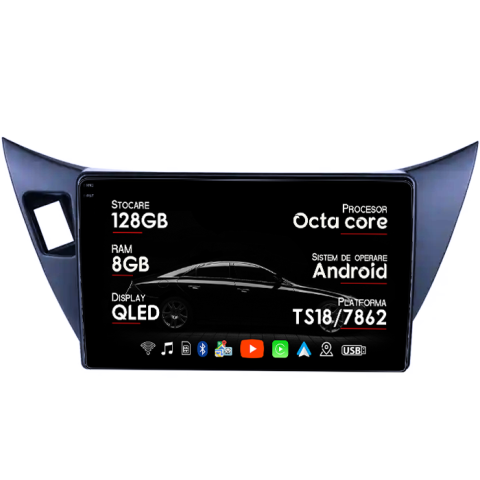 Lancer 2001-2007 - Navigatie dedicata Mitsubishi Lancer 2001-2007, 8GB RAM 128GB ROM, Octacore, Platforma TS18, Android 14, Display QLED 9â, Suporta camera 360Âş, DSP, Carplay&Android Auto, SIM 4G, Ventilator Activ