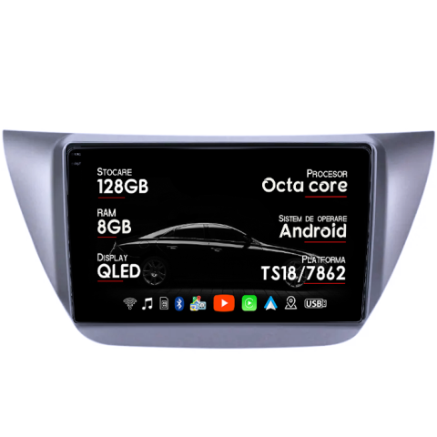 Navigatii Dedicate - Navigatie dedicata Mitsubishi Lancer 2006-2010, 8GB RAM 128GB ROM, Octacore, Platforma TS18, Android 14, Display QLED 9", Suporta camera 360", DSP, Carplay&Android Auto, SIM 4G, Ventilator Activ