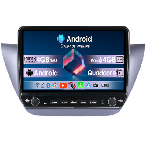 Navigatii Dedicate - Navigatie dedicata Mitsubishi Lancer IX 2006-2010 Tesla cu butoane rotative model 2024, 4GB RAM 64GB ROM, Procesor Quadcore, Android 14, Display QLED 10", DSP, Carplay&Android Auto