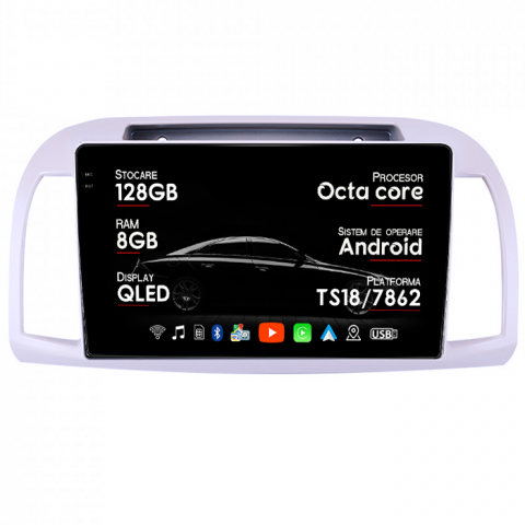 Micra - Navigatie dedicata Mitsubishi Micra 2002-2020, 8GB RAM 128GB ROM, Octacore, Platforma 7862, Android 14, Display QLED 9" 2K, Suporta camera 360", DSP, Carplay&Android