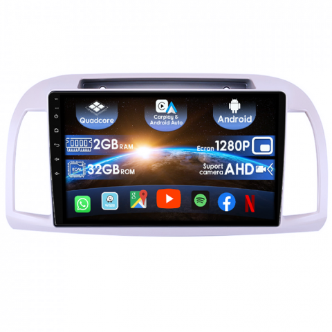 Nissan - (Resigilata) Navigatie dedicata Nissan Micra 2002-2020, 2GB RAM 32GB ROM, Quad Core, Display 9" IPS Full HD, Carplay&Android Auto, Android 14, Suport camere AHD