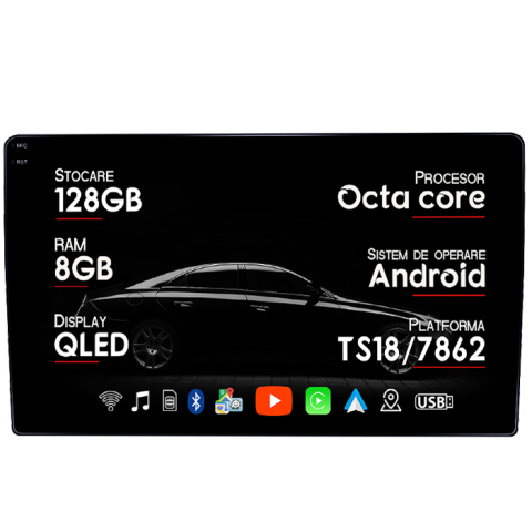 Outlander 2004-2008 - Navigatie dedicata Mitsubishi Outlander 2004-2008, 8GB RAM 128GB ROM, Octacore, Platforma TS18, Android 13, Display QLED 9”, Suporta camera 360º, DSP, Carplay&Android Auto, SIM 4G, Ventilator Activ