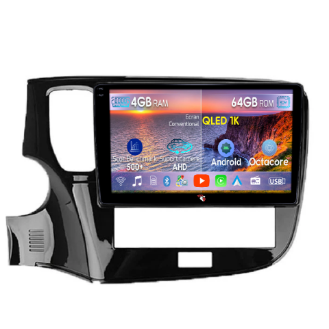 Outlander 2012-2021 - Navigatie dedicata Mitsubishi Outlander 2019-2021, 4GB RAM 64GB ROM, Octacore, Android 14, Display QLED  9", Carplay&Android Auto, SIM 4G, Ventilator Activ