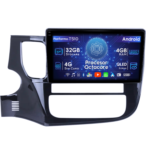 Mitsubishi - Navigatie dedicata Mitsubishi Outlander 2012-2018, 4GB RAM 32GB ROM, Octacore, Android 14, Display QLED 1K 10", DSP, Carplay&Android Auto, SIM 4G, Bluetooth, Ventilator Activ