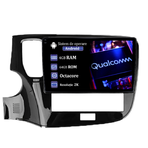 Outlander 2012-2021 - Navigatie dedicata Mitsubishi Outlander 2019-2021, 4GB RAM 64GB ROM, Procesor Qualcomm Octacore, Android 14, Rezolutie 2K, Display QLED 10", DSP, Carplay&Android Auto, SIM