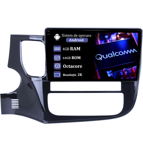 Outlander 2012-2018 - Navigatie dedicata Mitsubishi Outlander 2015-2017, 4GB RAM 64GB ROM, Procesor Qualcomm Octacore, Android 14, Rezolutie 2K, Display QLED 10", DSP, Carplay&Android Auto, SIM 4G