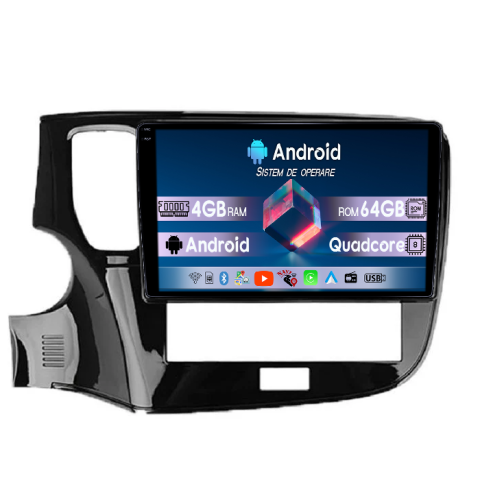 Outlander 2012-2021 - Navigatie dedicata Mitsubishi Outlander 2019-2021, 4GB RAM 64GB ROM, Quad Core, Display 10.2" QLED  Carplay, Android 14, Bluetooth, Magazin Play, Suport Camere AHD
