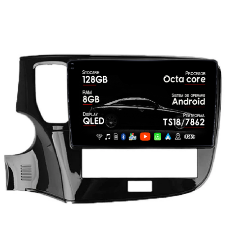 Outlander 2012-2021 - Navigatie dedicata Mitsubishi Outlander 2019-2021, 8GB RAM 128GB ROM, Octacore, Platforma TS18, Android 14, Display QLED 9", Suporta camera 360", DSP, Carplay