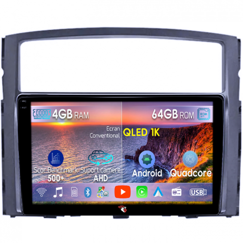 Pajero 2006-2014 - Navigatie dedicata Mitsubishi Pajero 2006-2014, 4GB RAM 64GB ROM, Octacore, Android 14, Display QLED 1K 9", Carplay&Android Auto, SIM 4G, Ventilator Activ