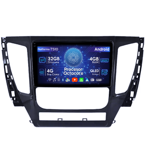 Pajero 2016-2018 - Navigatie dedicata Mitsubishi Pajero 2016-2018, 4GB RAM 32GB ROM, Octacore, Android 14, Display QLED 1K 9", DSP, Carplay&Android Auto, SIM 4G, Bluetooth, Ventilator Activ