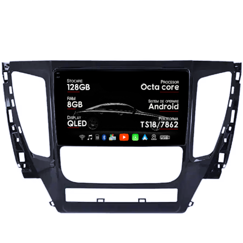 Pajero 2016-2018 - Navigatie dedicata Mitsubishi Pajero 2016-2018, 8GB RAM 128GB ROM, Octacore, Platforma TS18, Android 13, Display QLED 9”, Suporta camera 360º, DSP, Carplay&Android Auto, SIM 4G, Ventilator Activ