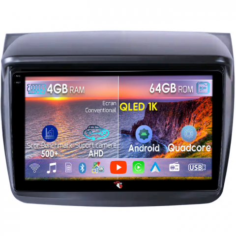 Pajero - Navigatie dedicata Mitsubishi Pajero Sport 2014+, 4GB RAM 64GB ROM, Octacore, Android 14, Display QLED 1K 9", Carplay&Android Auto, SIM 4G, Ventilator Activ