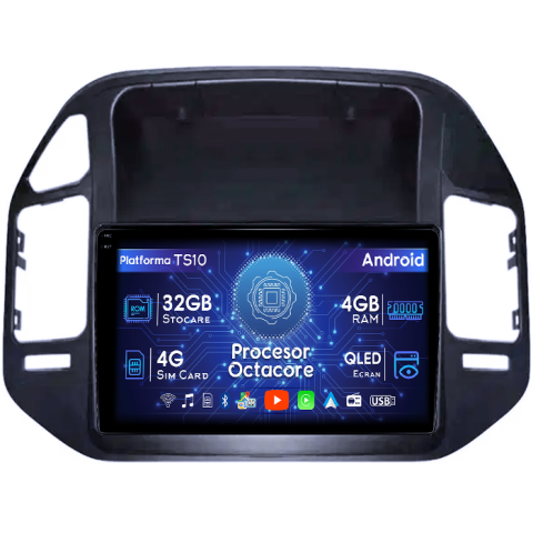 Navigatii Dedicate - Navigatie dedicata Mitsubishi Pajero V73, 4GB RAM 32GB ROM, Octacore, Android 14, Display QLED  9", DSP, Carplay&Android Auto, SIM 4G, Bluetooth, Ventilator Activ