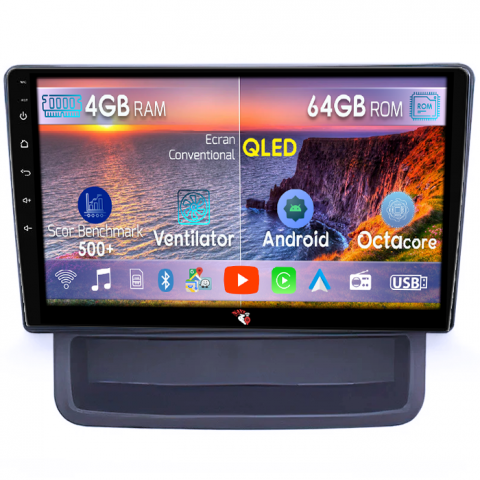 Primastar 2001-2014 - Navigatie dedicata Nissan Primastar 2001-2014, 4GB RAM 64GB ROM, Octacore, Android 14, Display QLED 9", DSP, Carplay&Android Auto, SIM 4G, Ventilator Activ