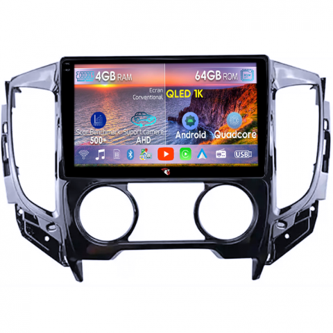 Triton 2015 - Navigatie dedicata Mitsubishi Triton 2015, 4GB RAM 64GB ROM, Octacore, Android 14, Display QLED 1K 9", Carplay&Android Auto, SIM 4G, Ventilator Activ