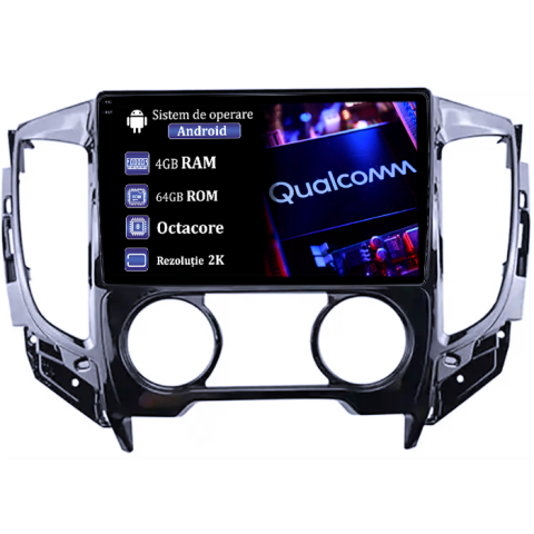 Triton 2015 - Navigatie dedicata Mitsubishi Triton 2015, 4GB RAM 64GB ROM, Procesor Qualcomm Octacore, Android 14, Rezolutie 2K, Display QLED 9", DSP, Carplay&Android Auto, SIM 4G