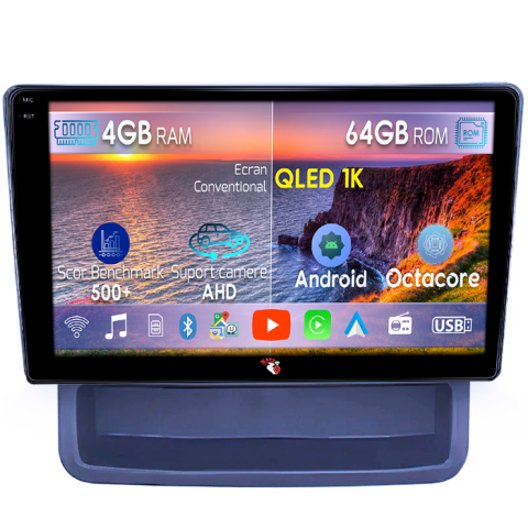 Trafic 2010-2014 - Navigatie dedicata Trafic 2010-2014, 4GB RAM 64GB ROM, Octacore, Android 14, Display QLED 9", DSP, Carplay&Android Auto, SIM 4G, Ventilator Activ