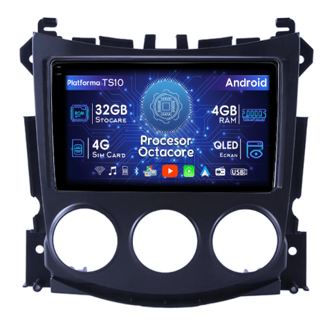 370Z 2008-2011 - Navigatie dedicata Nissan 370Z 2008-2011, 4GB RAM 32GB ROM, Octacore, Android 14, Display QLED 1K 9", DSP, Carplay&Android Auto, SIM 4G, Bluetooth, Ventilator Activ