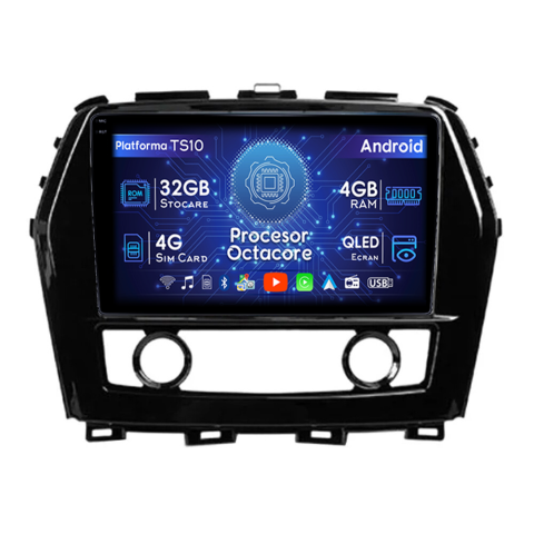 Maxima 2016-2023 - Navigatie dedicata Nissan Maxima 2016-2023, 4GB RAM 32GB ROM, Octacore, Android 14, Display QLED  9", DSP, Carplay&Android Auto, SIM 4G, Bluetooth, Ventilator Activ