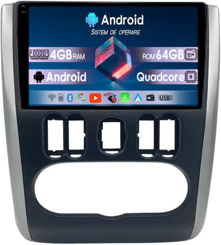 Almera 2012-2019 - Navigatie dedicata Nissan Almera G15 2012-2019, 4GB RAM 64GB ROM, Quadcore, Android 14, Display QLED  9", DSP, Carplay&Android Auto, Suport camere AHD