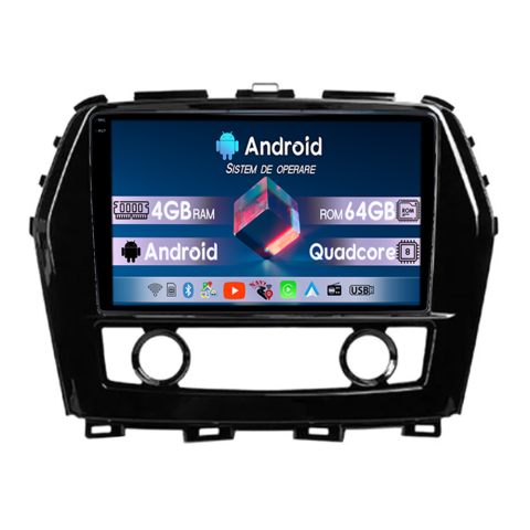 Maxima 2016-2023 - Navigatie dedicata Nissan Maxima 2016-2023, 4GB RAM 64GB ROM, Quadcore, Android 14, Display QLED  9", DSP, Carplay&Android Auto, Suport camere AHD