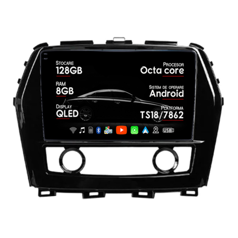 Maxima 2016-2023 - Navigatie dedicata Nissan Maxima 2016-2023, 8GB RAM 128GB ROM, Octacore, Platforma TS18, Android 14, Display QLED 9", Suporta camera 360", DSP, Carplay&AndroidAuto