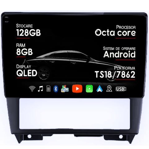 Navigatii Dedicate - Navigatie dedicata Nissan Cefiro 1994-2000, 8GB RAM 128GB ROM, Octacore, Platforma TS18, Android 14, Display QLED 9", Suporta camera 360", DSP, Carplay&Android Auto, SIM 4G, Ventilator Activ