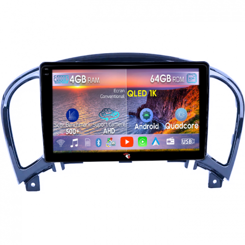 Juke 2010-2014 - Navigatie dedicata Nissan Juke 2010-2014, 4GB RAM 64GB ROM, Octacore, Android 14, Display QLED 1K 9", Carplay&Android Auto, SIM 4G, Ventilator Activ