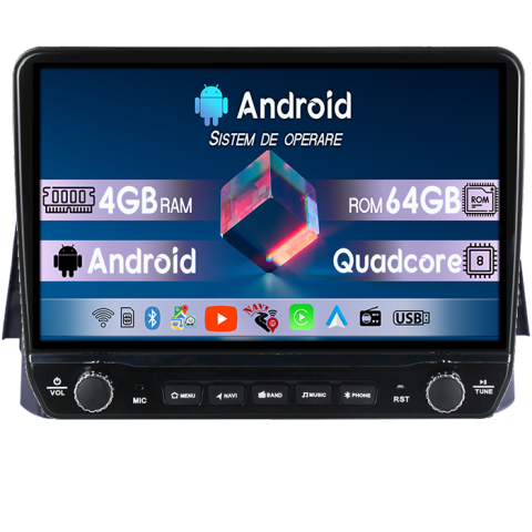 Navigatii Dedicate - Navigatie dedicata Nissan Kicks 2016-2017 Tesla cu butoane rotative model 2024, 4GB RAM 64GB ROM, Procesor Quadcore, Android 14, Display QLED 10", DSP, Carplay&Android Auto