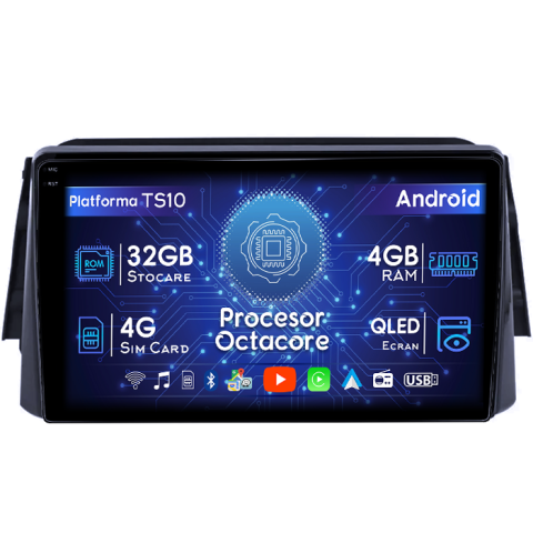 Kicks 2016-2017 - Navigatie dedicata Nissan Kicks 2016-2017, 4GB RAM 32GB ROM, Octacore, Android 14, Display QLED 1K 9", DSP, Carplay&Android Auto, SIM 4G, Bluetooth, Ventilator Activ