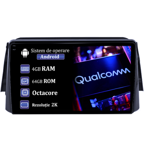 Navigatii Dedicate - Navigatie dedicata Nissan Kicks 2016-2017, 4GB RAM 64GB ROM, Procesor Qualcomm Octacore, Android 14, Rezolutie 2K, Display QLED 9", DSP, Carplay&Android Auto, SIM 4G
