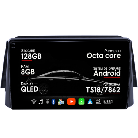 Kicks 2016-2017 - Navigatie dedicata Nissan Kicks 2016-2017, 8GB RAM 128GB ROM, Octacore, Platforma TS18, Android 13, Display QLED 9”, Suporta camera 360º, DSP, Carplay&Android Auto, SIM 4G, Ventilator Activ