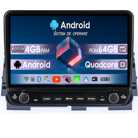 Kicks Micra P15 2016-2020 - Navigatie dedicata Nissan Kicks Micra P15 2016-2020 Tesla cu butoane rotative model 2024, 4GB RAM 64GB ROM, Procesor Quadcore, Android 14, Display QLED 10", DSP, Carplay&Android Auto