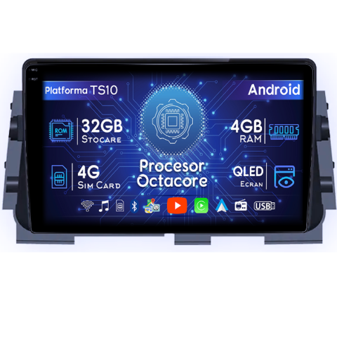 Kicks Micra P15 2016-2020 - Navigatie dedicata Nissan Kicks Micra P15 2016-2020, 4GB RAM 32GB ROM, Octacore, Android 14, Display QLED 1K 9", DSP, Carplay&Android Auto, SIM 4G, Bluetooth, Ventilator Activ
