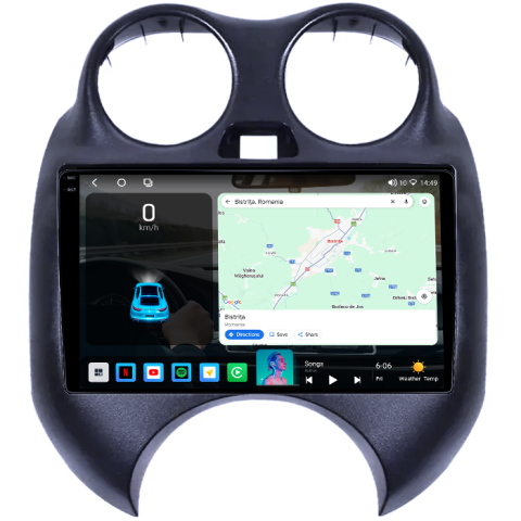 Navigatie dedicata Nissan March 2010-2013 & Micra 2010-2015, 4GB RAM 32GB ROM, Octacore, Android 14, Display QLED 1K 9", DSP, Carplay&Android Auto, SIM 4G, Bluetooth, Ventilator Activ [1]