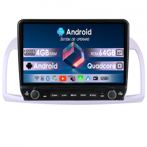 Navigatii Dedicate - Navigatie dedicata Nissan MICRA Tesla cu butoane rotative model 2024, 4GB RAM 64GB ROM, Procesor Quadcore, Android 14, Display QLED 10", DSP, Carplay&Android Auto