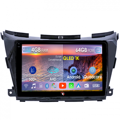 Murano 2014-2020 - Navigatie dedicata Nissan Murano 2014-2020, 4GB RAM 64GB ROM, Octacore, Android 14, Display QLED 1K 10", Carplay&Android Auto, SIM 4G, Ventilator Activ