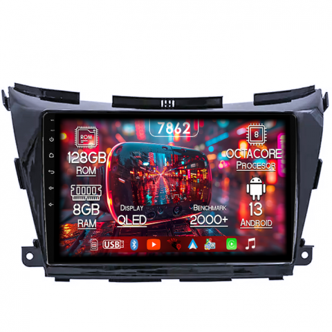 Murano 2014-2020 - Navigatie dedicata Nissan Murano 2014-2020, 8GB RAM 128GB ROM, Octacore, Platforma 7862,Android 13, Display QLED 10.25”, Suporta camera 360º, DSP, Carplay&Android Auto, SIM 4G, Ventilator Activ