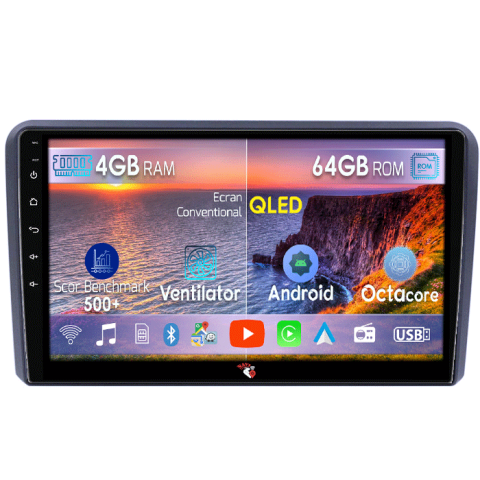 Nissan - Navigatie dedicata ​Nissan Navara D40 2004-2014, 4GB RAM 64GB ROM, Octacore, Android 14, Display QLED  9", Carplay&Android Auto, SIM 4G, Ventilator Activ
