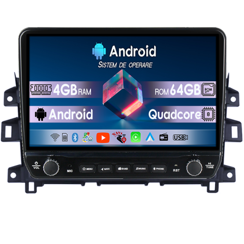 Navigatii Dedicate - Navigatie dedicata Nissan Navara 2011-2016 Tesla cu butoane rotative model 2024, 4GB RAM 64GB ROM, Procesor Quadcore, Android 14, Display QLED 10", DSP, Carplay&Android Auto