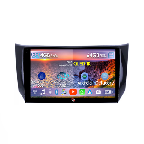 Sylphy 2012-2018 - Navigatie dedicata Nissan Sylphy 2012-2018, 4GB RAM 64GB ROM, Octacore, Android 14, Display QLED 9", DSP, Carplay&Android Auto, SIM 4G, Ventilator Activ