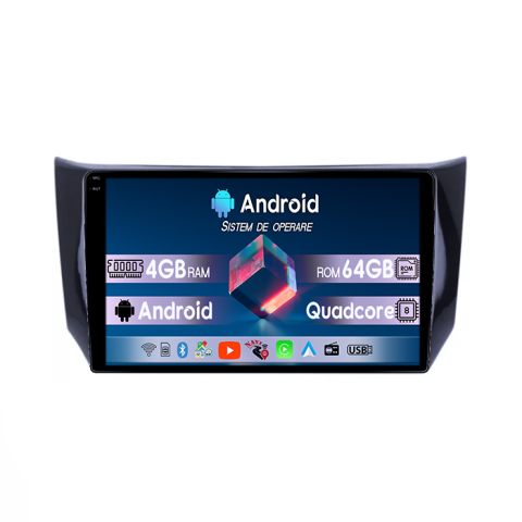 Sylphy 2012-2018 - Navigatie dedicata Nissan Sylphy 2012-2018, 4GB RAM 64GB ROM, Quadcore, Android 14, Display QLED  9", DSP, Carplay&Android Auto, Suport camere AHD