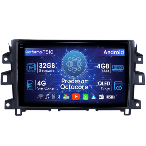 Nissan Navara 2011-2016 - Navigatie dedicata ​Nissan Navara NP300 2011-2016, 4GB RAM 32GB ROM, Octacore, Android 14, Display QLED 1K 9", DSP, Carplay&Android Auto, SIM 4G, Bluetooth, Ventilator Activ