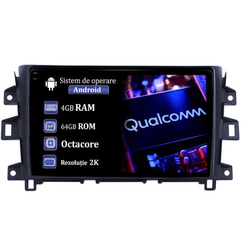 Navigatii Dedicate - Navigatie dedicata Nissan Navara NP300 2011-2016, 4GB RAM 64GB ROM, Procesor Qualcomm Octacore, Android 14, Rezolutie 2K, Display QLED 9", DSP, Carplay&Android Auto, SIM 4G