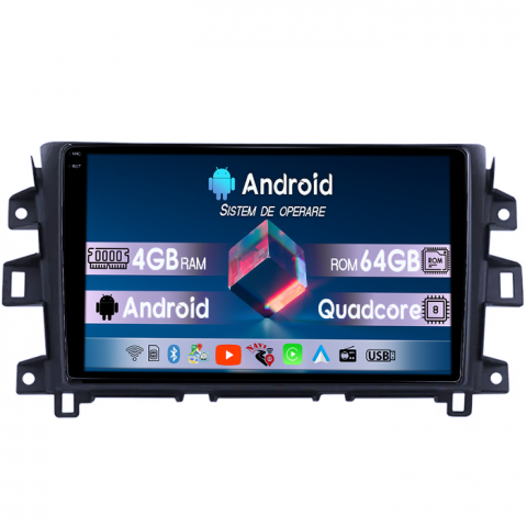 Nissan - Navigatie dedicata Nissan Navara NP300 2011-2016, 4GB RAM 64GB ROM, Quad Core, Display 9" QLED 1K, Carplay, Android 14, Bluetooth, Magazin Play, Suport Camere AHD
