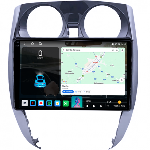 Navigatie dedicata Nissan Note 2012-2019, 4GB RAM 64GB ROM, Octacore, Android 14, Display QLED 1K 9", Carplay&Android Auto, SIM 4G, Ventilator Activ [1]