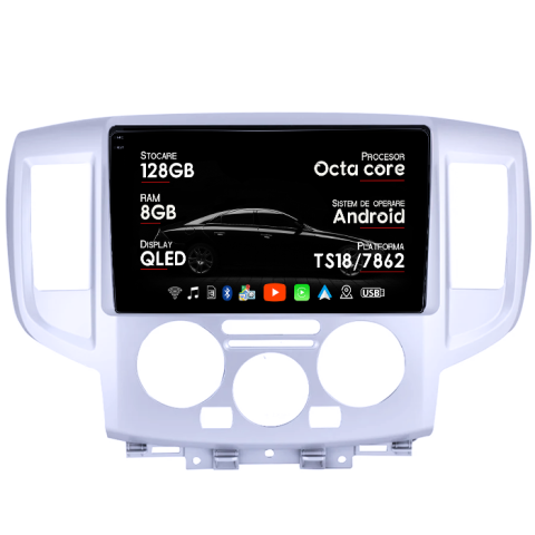 NV200 2011-2018 - Navigatie dedicata Nissan NV200 2011-2018, 8GB RAM 128GB ROM, Octacore, Platforma TS18, Android 13, Display QLED 9”, Suporta camera 360º, DSP, Carplay&Android Auto, SIM 4G, Ventilator Activ